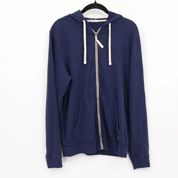 Marine Layer Afternoon Hoodie Mens M Navy Full Zip Classic Staple Casual Weekend - Picture 2 of 16